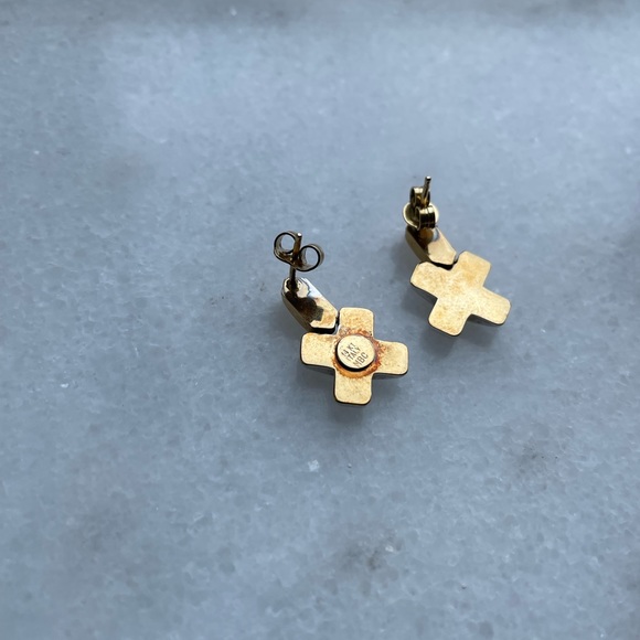 14K gold and silver crossover earrings - Picture 2 of 4